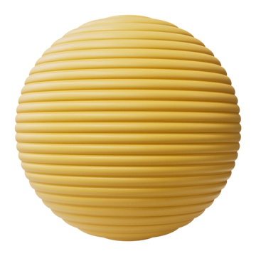 Convex Fluted Primrose Yellow Plastic PBR Texture - Sphere Swatch Preview | Superellipse