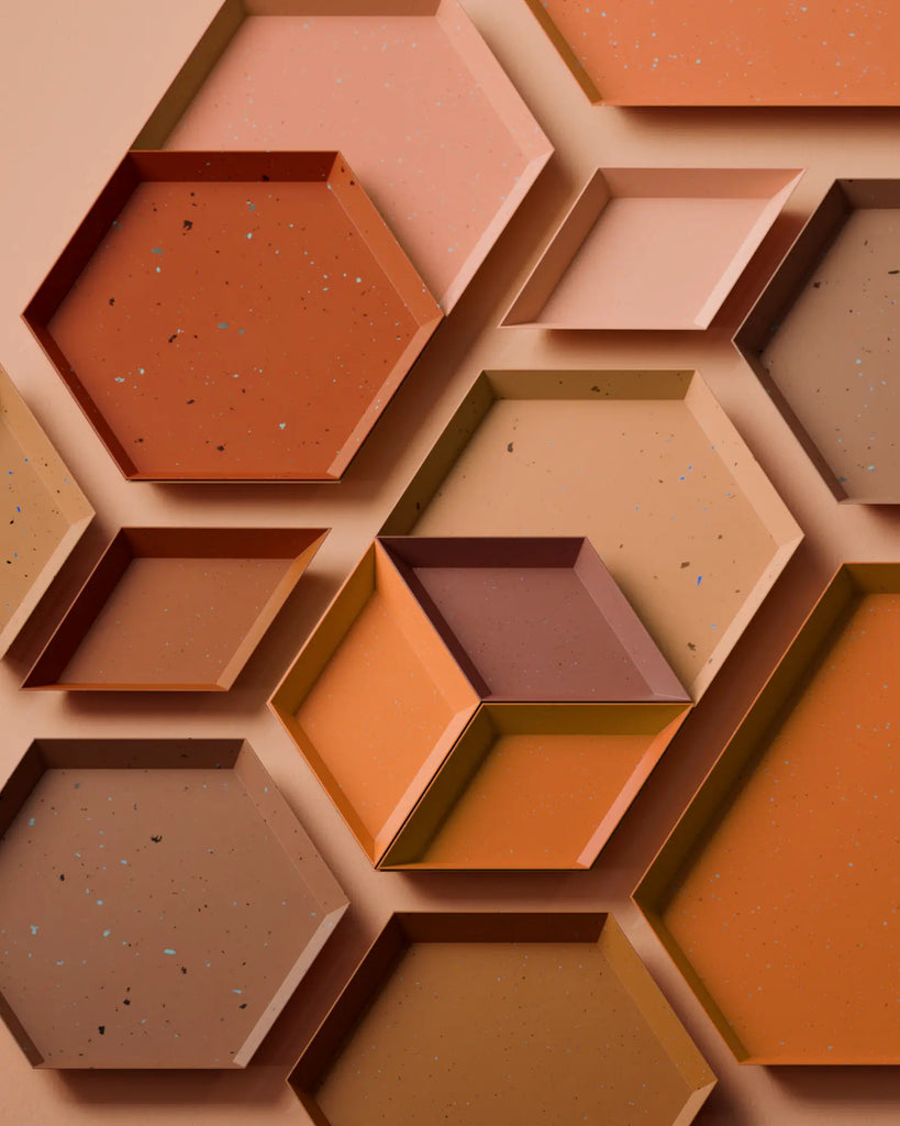 Burnt Sienna Terrazzo Plastic Small PBR Texture - Example Scene Visualization | Superellipse