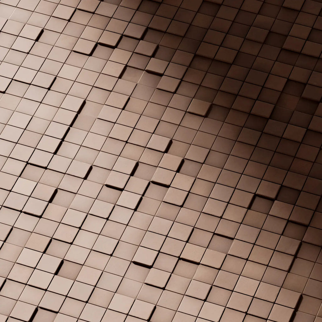 Mosaic Copper 3D Metal Panel PBR Texture - Example Scene Visualization | Superellipse