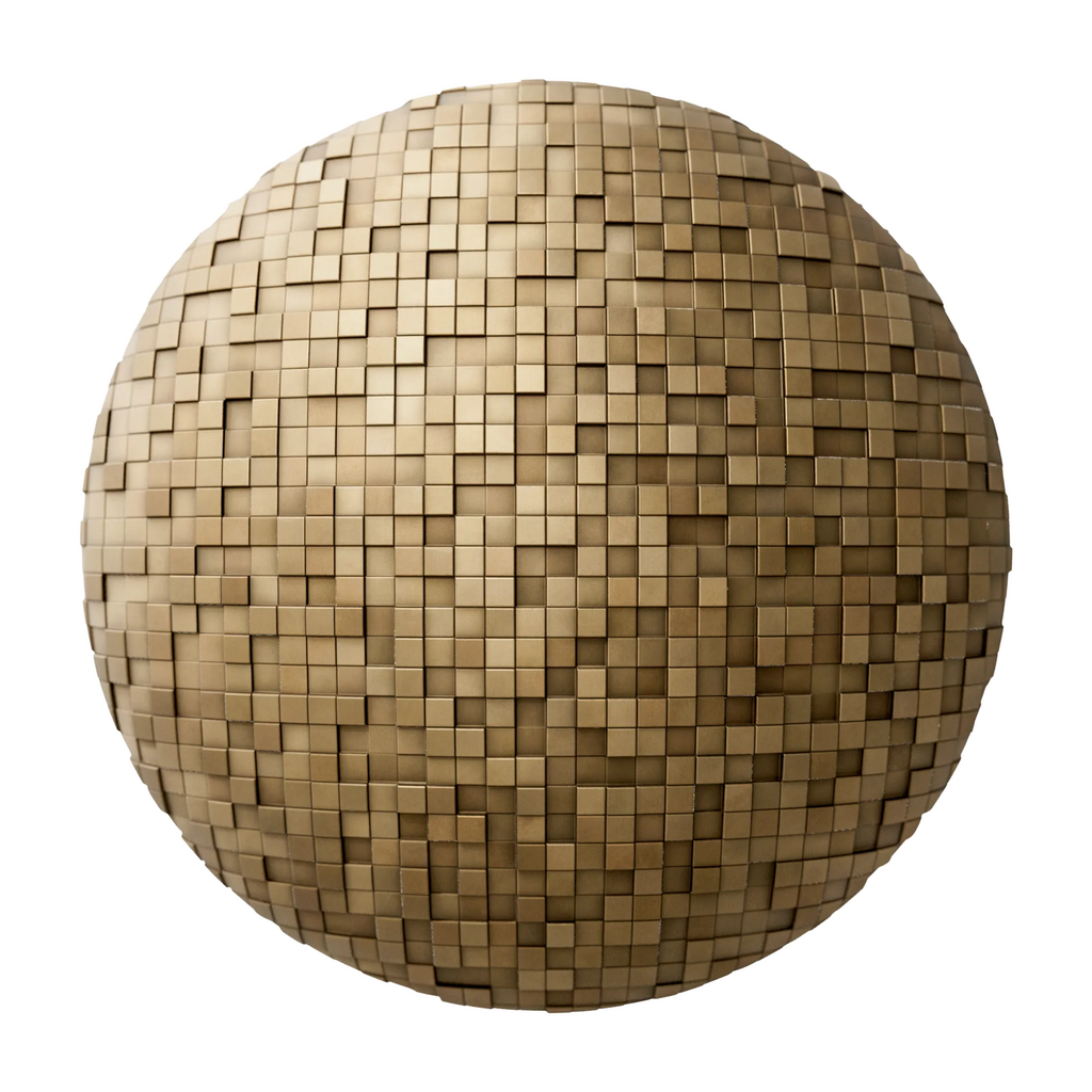 Mosaic Brass 3D Metal Panel PBR Texture - Sphere Swatch Preview | Superellipse