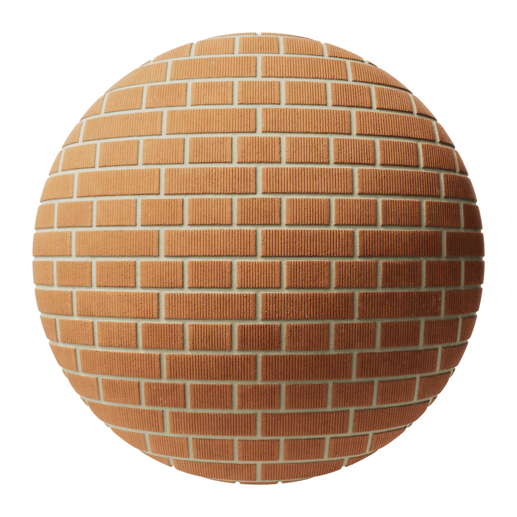 Grooved Boston Red Brick English Bond PBR Texture - Sphere Swatch Preview | Superellipse