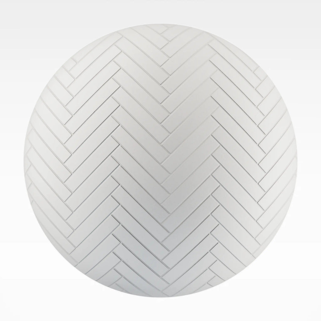 Herringbone Matte Cotton White Tile PBR Texture - Sphere Swatch Preview | Superellipse