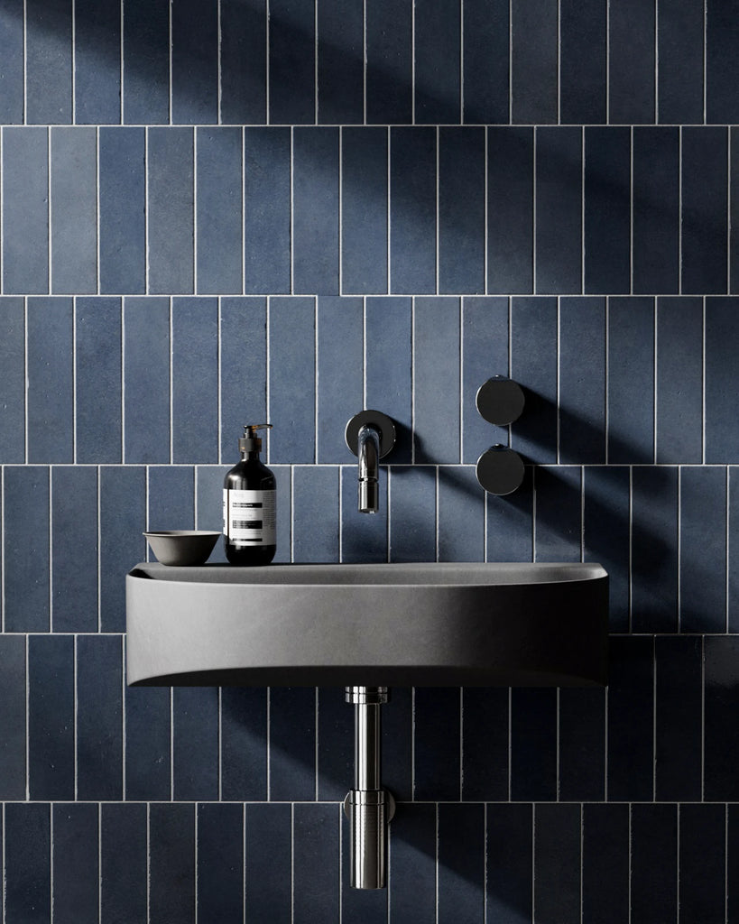 Zellige Blue Fronteira Offset Tile PBR Texture - Example Scene Visualization | Superellipse
