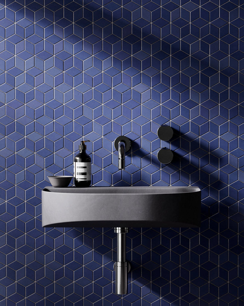 Diamond Matte Royal Blue Tile PBR Texture - Example Scene Visualization | Superellipse