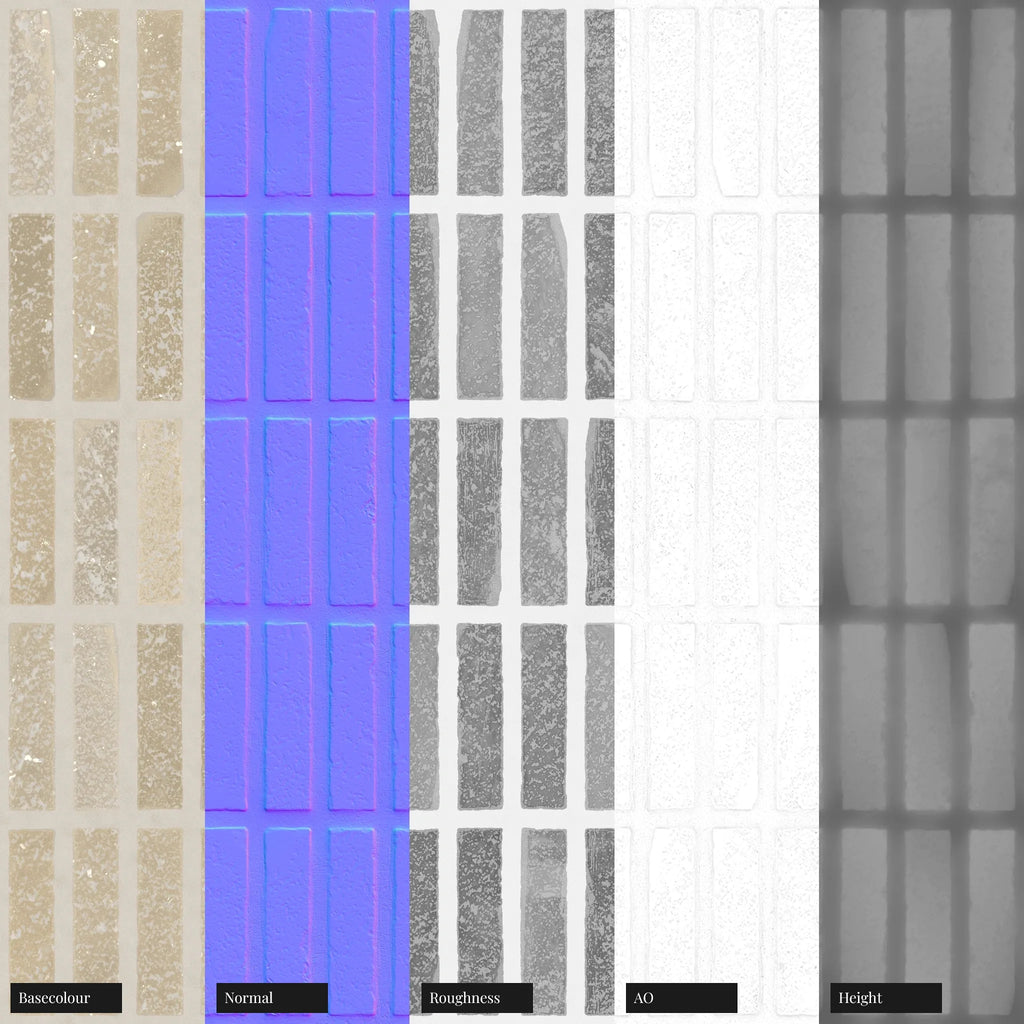 Low Temperature Fired Yellow Terracotta Bricks PBR Texture - Example Scene Visualization | Superellipse