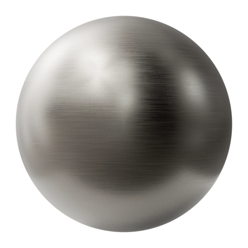 Buffed Linear Brushed Titanium Metal PBR Texture - Sphere Swatch Preview | Superellipse