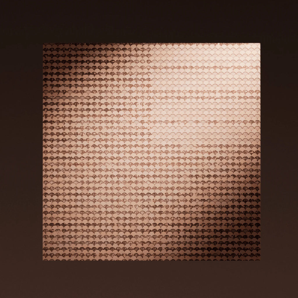 Oxidised Scallop 3D Copper Panel PBR Texture - Example Scene Visualization | Superellipse