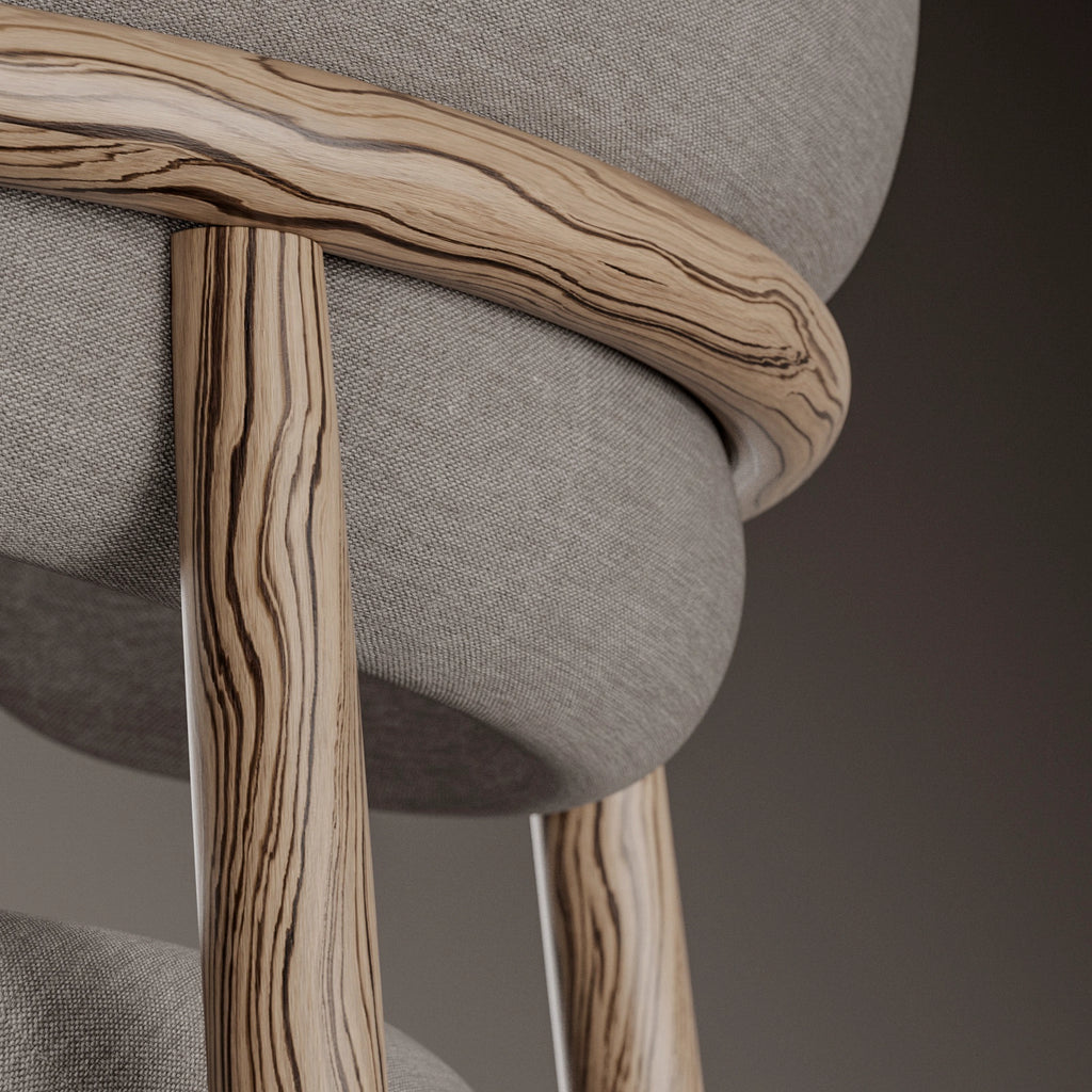 Zebrano Slip Matched Natural Finish Veneer Wood PBR Texture - Example Scene Visualization | Superellipse