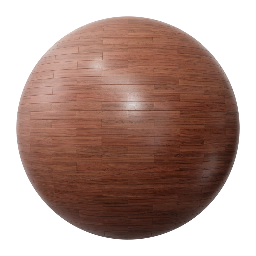 Red Mahogany Brick Bond Parquet Wood Floor PBR Texture - Sphere Swatch Preview | Superellipse