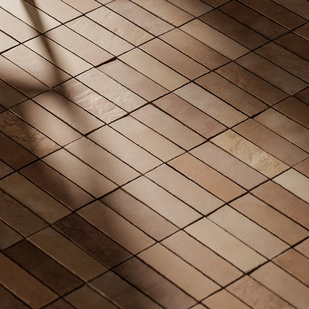 Terracotta Muted Mixed Clay Dusted Brick Tiles PBR Texture - Example Scene Visualization | Superellipse