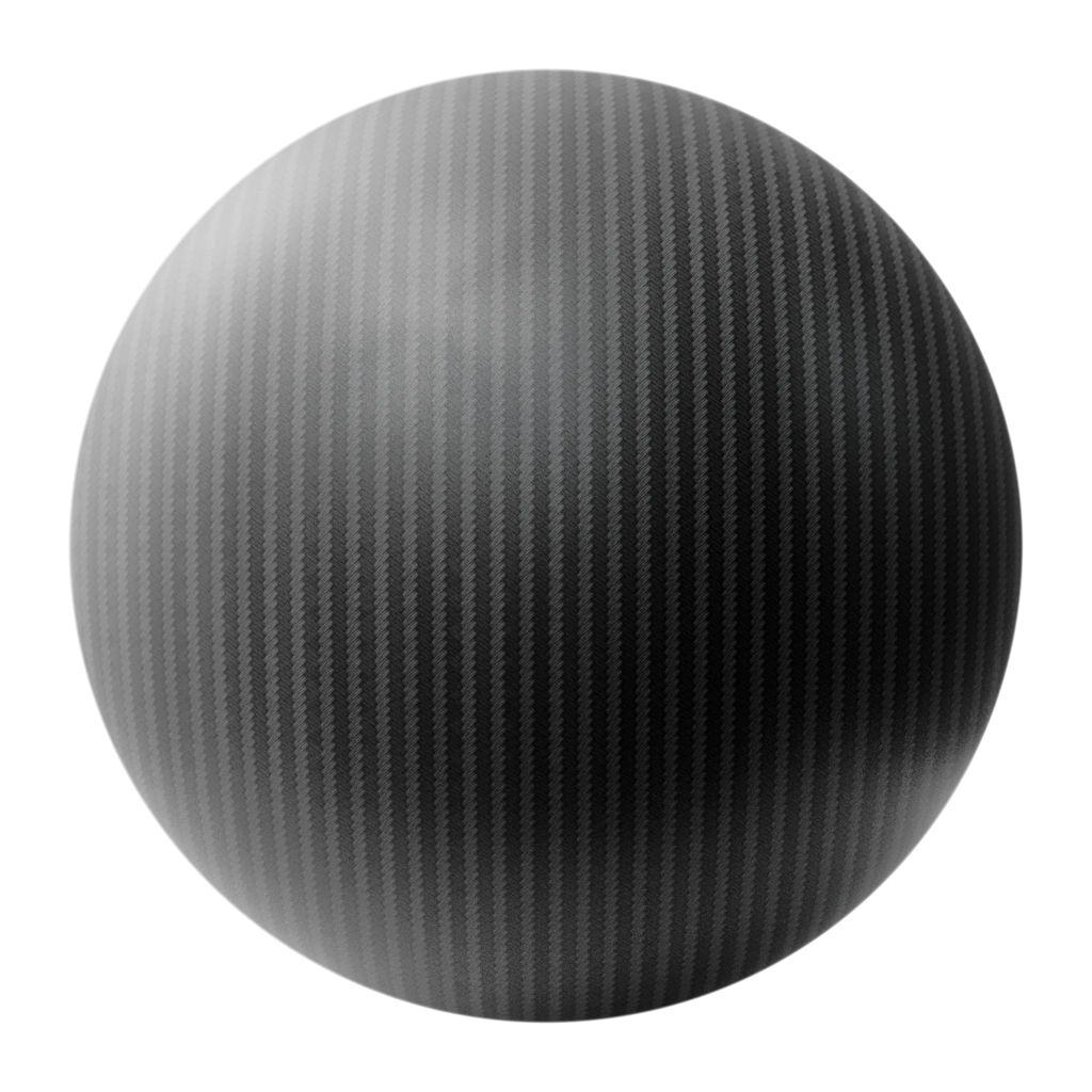 Carbon Fiber Matte Twill Weave 3x1 PBR Texture - Sphere Swatch Preview | Superellipse