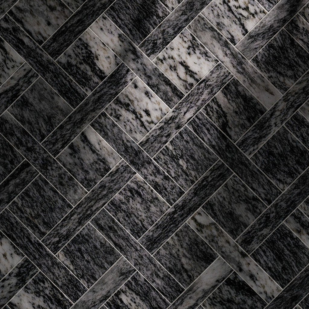 Thundercloud Granite Basketweave Tiles PBR Texture - Example Scene Visualization | Superellipse