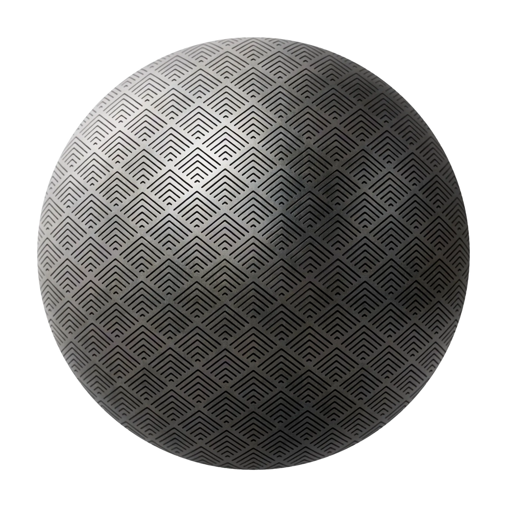Etched Oxidised Steel Panel Art Deco PBR Texture - Sphere Swatch Preview | Superellipse