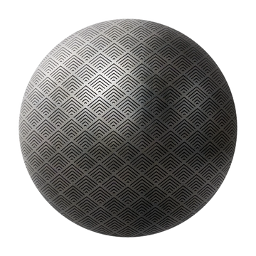 Etched Oxidised Steel Panel Art Deco PBR Texture - Sphere Swatch Preview | Superellipse