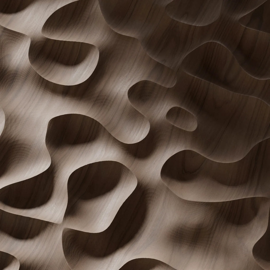 Milled Walnut Organic Wood Sculpture PBR Texture - Example Scene Visualization | Superellipse