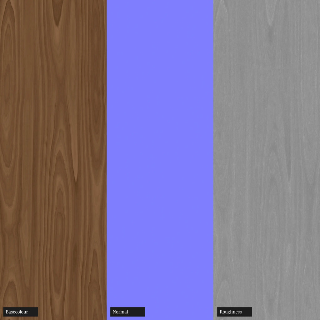 Walnut Crown Cut Veneer Oiled Finish PBR Texture - Example Scene Visualization | Superellipse