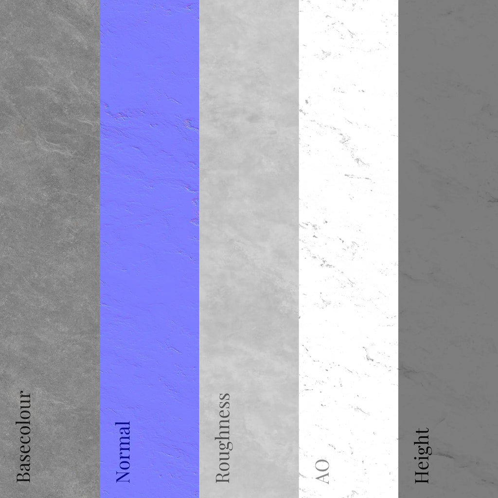 Natural Grey Stone Slab Unfinished PBR Texture - Example Scene Visualization | Superellipse