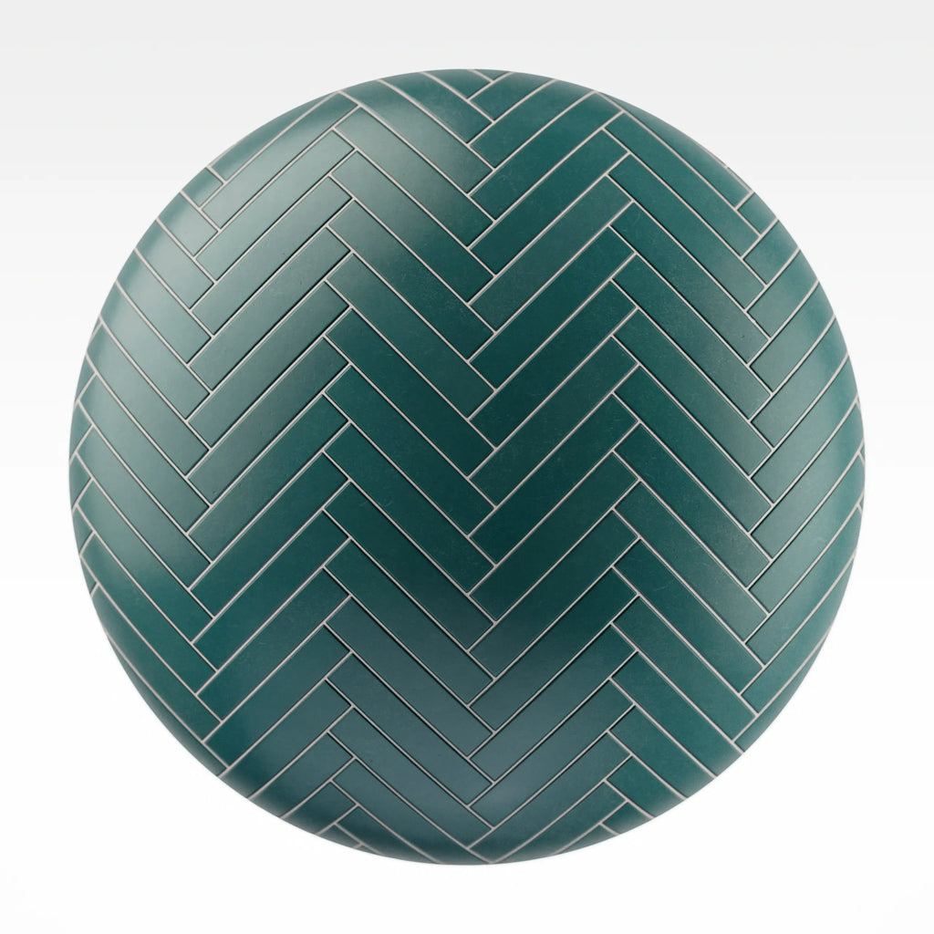 Herringbone Matte Racing Green Tile PBR Texture - Sphere Swatch Preview | Superellipse