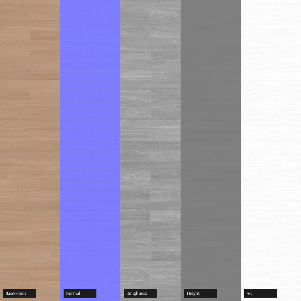 Beech Brick Bond Parquet Wood Floor PBR Texture - Example Scene Visualization | Superellipse