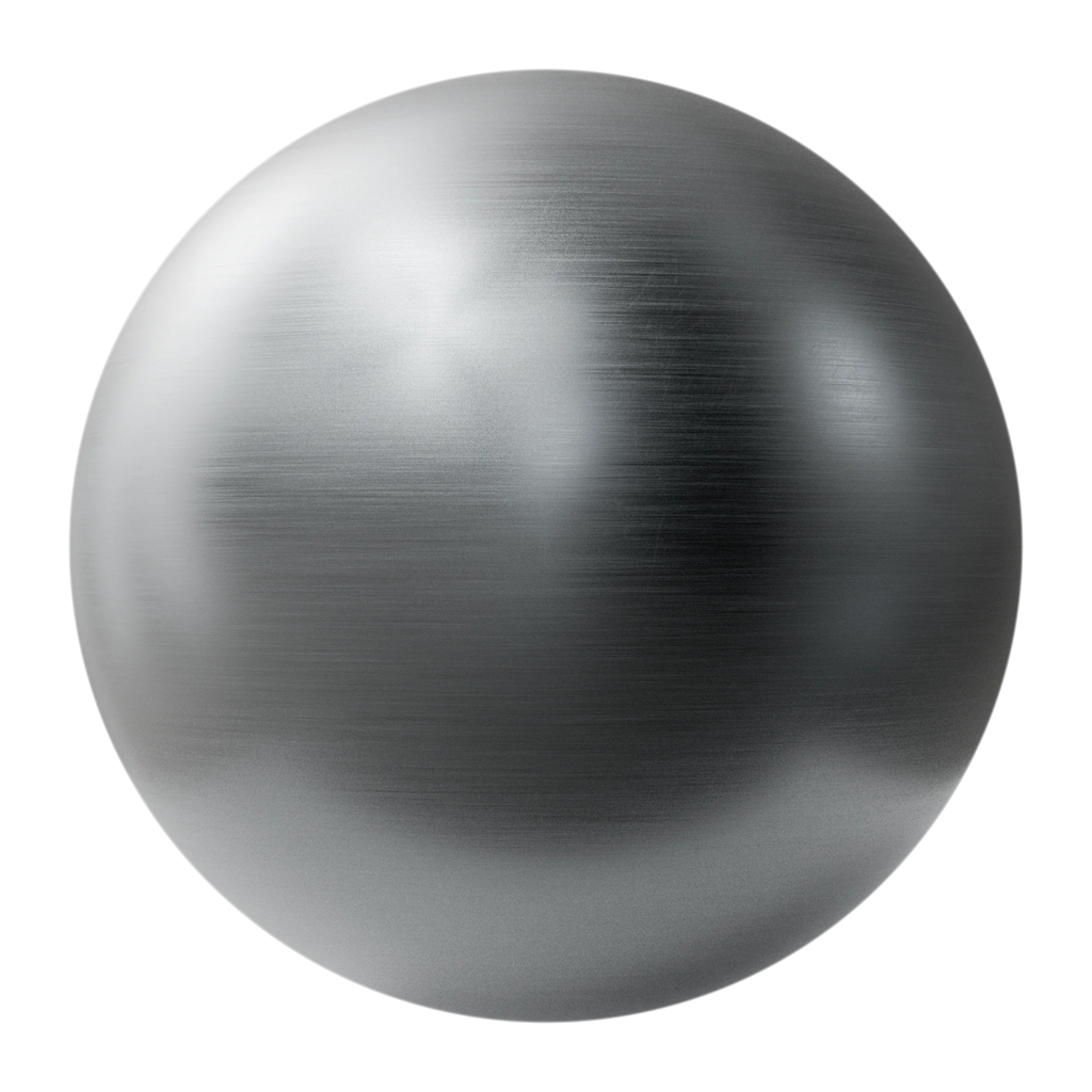 Buffed Linear Brushed Chrome Metal PBR Texture - Sphere Swatch Preview | Superellipse