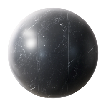Nero Marquina Stacked Marble Tile PBR Texture - Sphere Swatch Preview | Superellipse