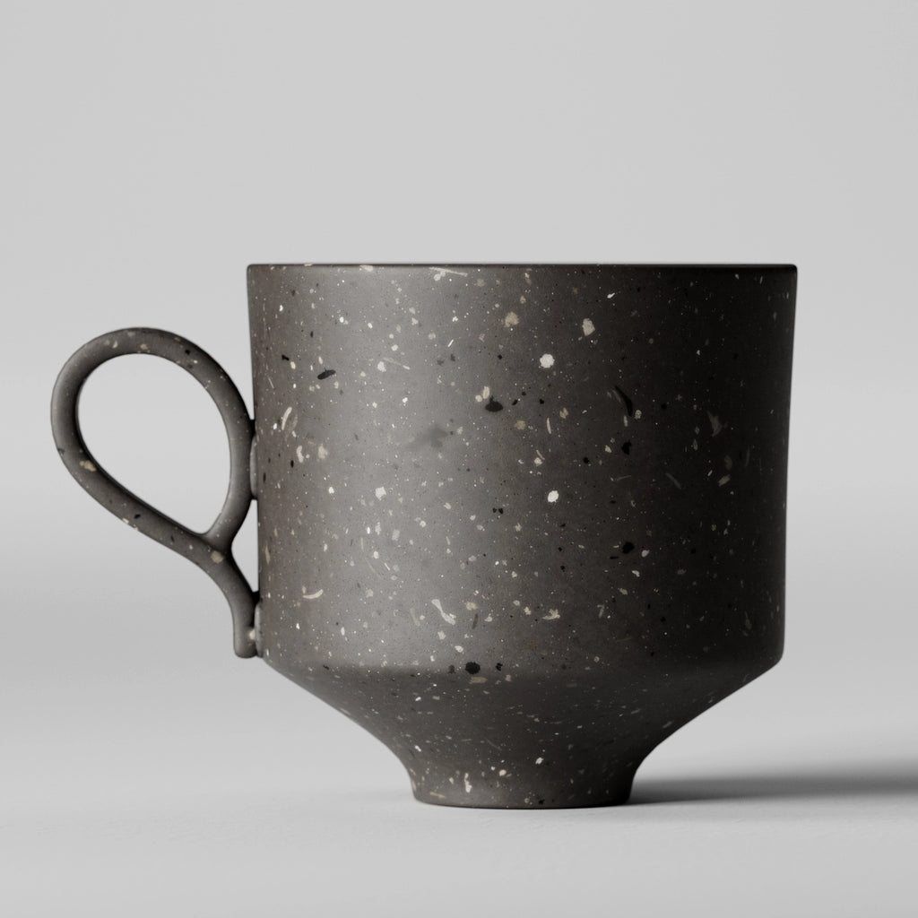 Dark Grey Ceramic Terrazzo Mixed Aggregates PBR Texture - Example Scene Visualization | Superellipse