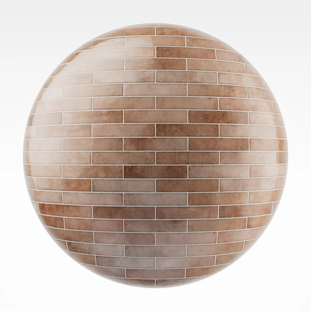 Hoxton Pink Salmon Brickbond Tile PBR Texture - Sphere Swatch Preview | Superellipse