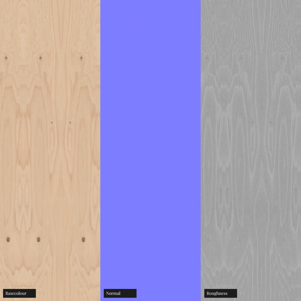 Plywood Book Matched Wood Veneer PBR Texture - Example Scene Visualization | Superellipse