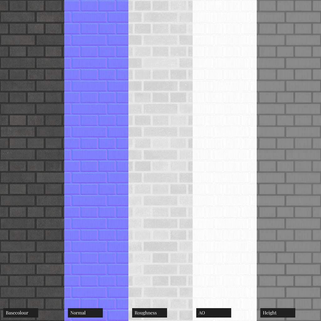 Grooved Dark Ash Brick English Bond PBR Texture - Example Scene Visualization | Superellipse