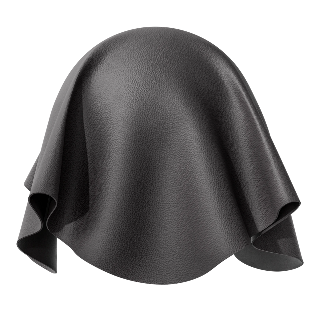 Faux Leather Embossed Grain Noir Black PBR Texture - Sphere Swatch Preview | Superellipse