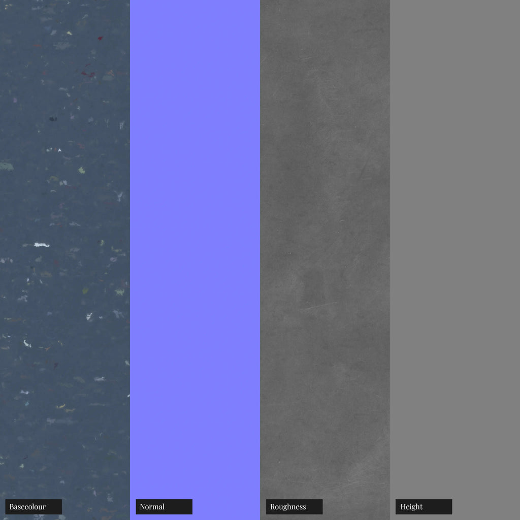 Colourful Fleck Navy Bioplastic PBR Texture - Example Scene Visualization | Superellipse