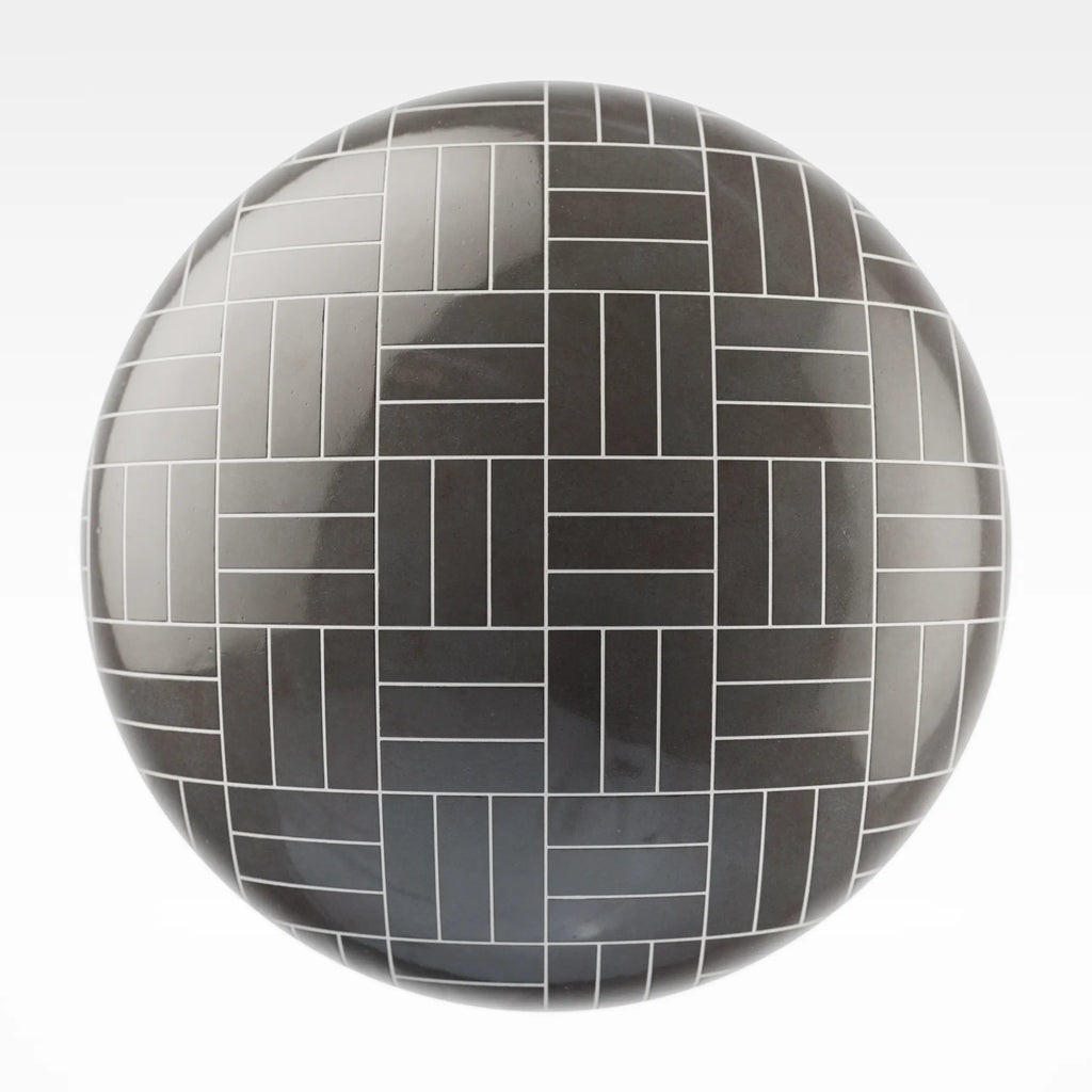 Zellige Charcoal Grey Basketweave Tile PBR Texture - Sphere Swatch Preview | Superellipse