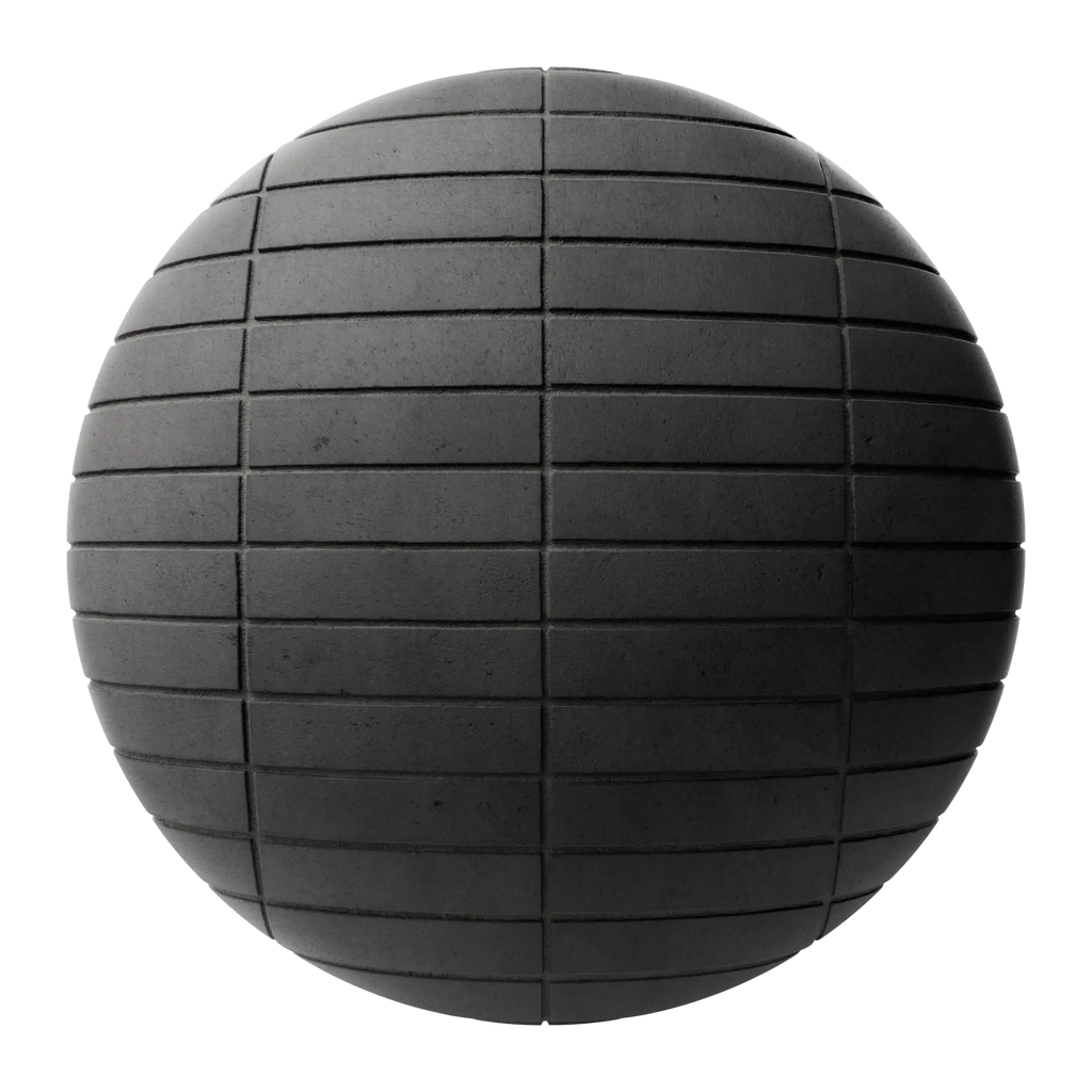 Concrete Dark Architectural Brick Stack Bond PBR Texture - Sphere Swatch Preview | Superellipse