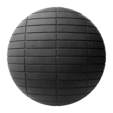 Concrete Dark Architectural Brick Stack Bond PBR Texture - Sphere Swatch Preview | Superellipse