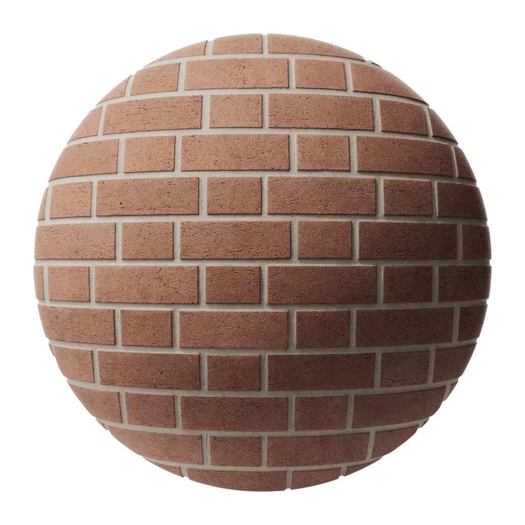Red Clay Dragfaced Flemish Bond Brick PBR Texture - Sphere Swatch Preview | Superellipse