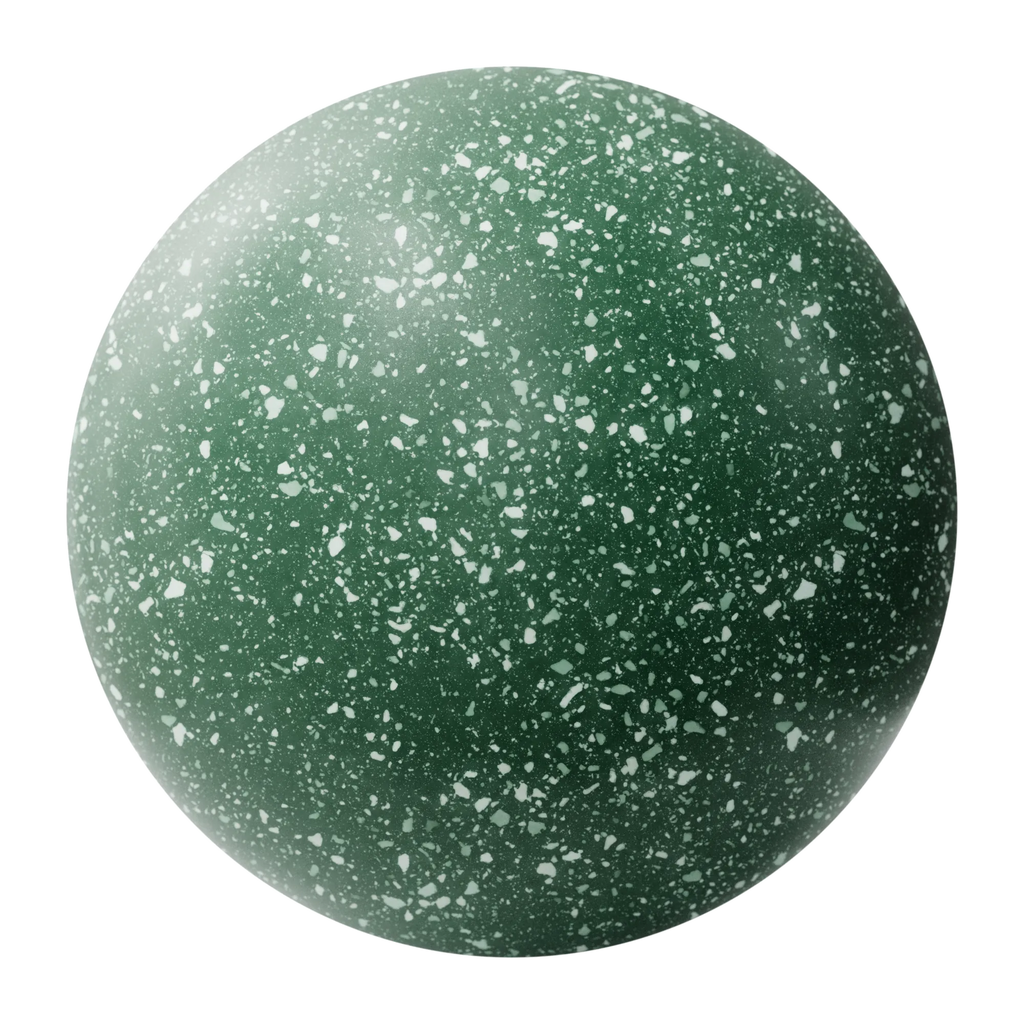 Vibrant Green Terrazzo Plastic PBR Texture - Sphere Swatch Preview | Superellipse