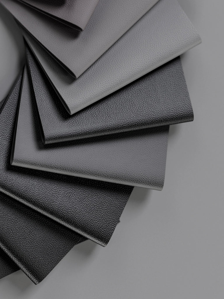 Faux Leather Embossed Grain Noir Black PBR Texture - Example Scene Visualization | Superellipse