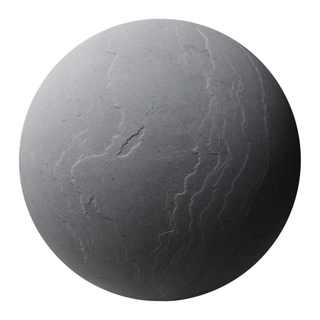 Muted Grey Cleft Slate Stone PBR Texture - Sphere Swatch Preview | Superellipse
