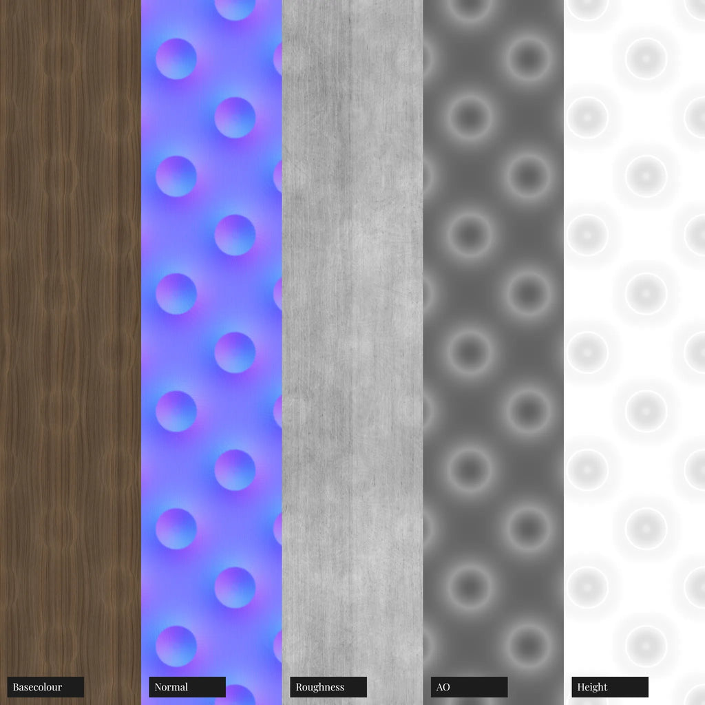 Milled Oak Wood Raised Geometry PBR Texture - Example Scene Visualization | Superellipse