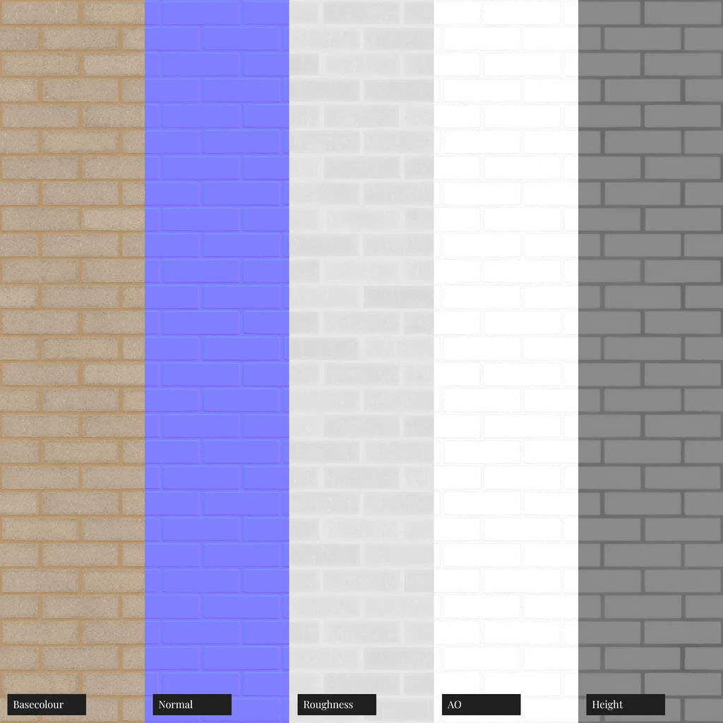 Windermere Grey Dragfaced Brick Running Bond PBR Texture - Example Scene Visualization | Superellipse