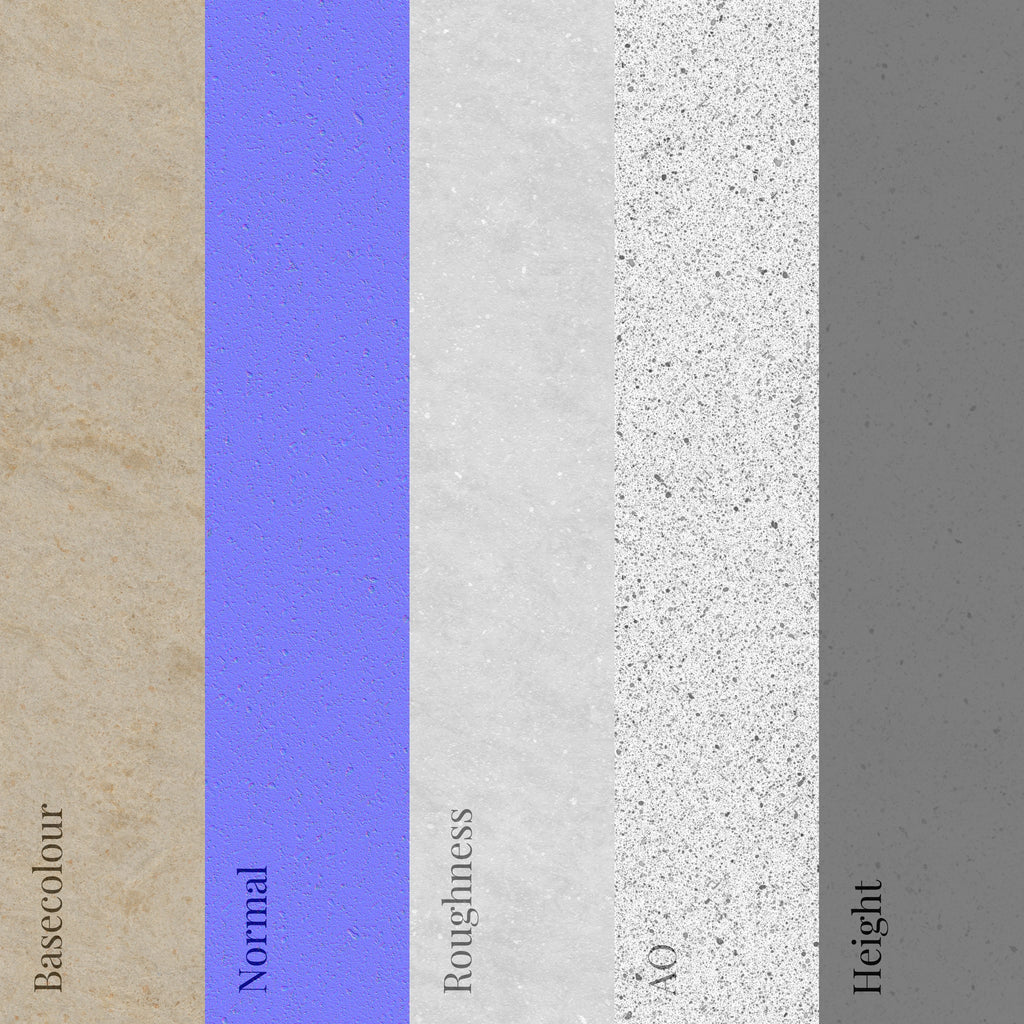 Moca Creme Fine Pit Limestone PBR Texture - Example Scene Visualization | Superellipse