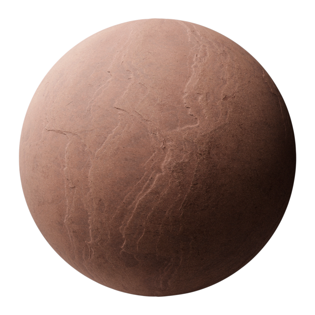 Autumn Red Cleft Slate Stone PBR Texture - Sphere Swatch Preview | Superellipse