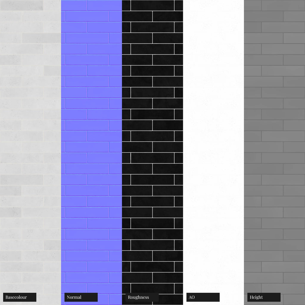 Zellige Ice White Brickbond Tile PBR Texture - Example Scene Visualization | Superellipse