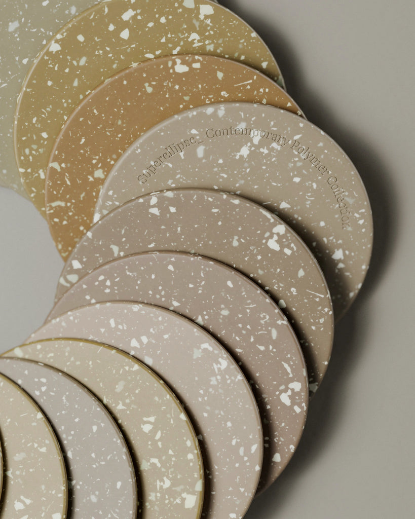 Olive Green Recycled Terrazzo Plastic PBR Texture - Example Scene Visualization | Superellipse