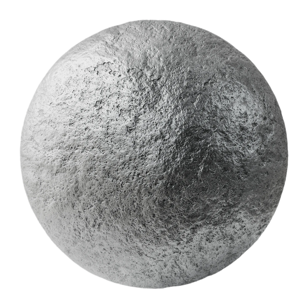 Rough Mold Sand Cast Aluminium PBR Texture - Sphere Swatch Preview | Superellipse
