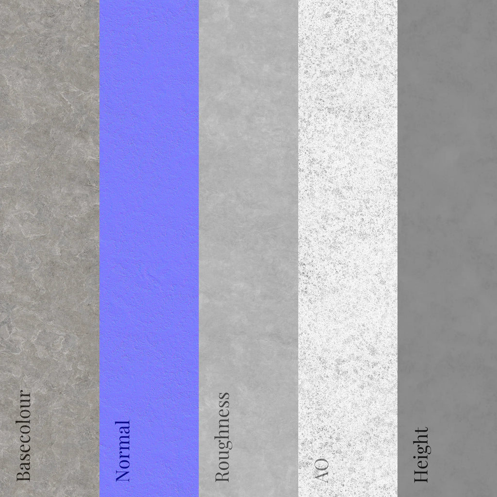 Ash Grey Flamed Limestone PBR Texture - Example Scene Visualization | Superellipse