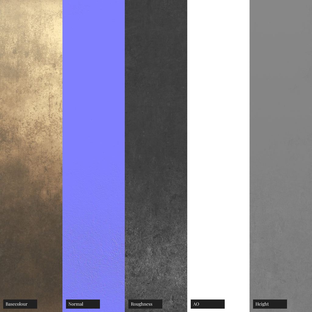 Burnished Jesmonite Brass Composite PBR Texture - Example Scene Visualization | Superellipse