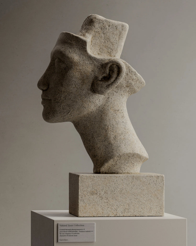 Moca Creme Flamed Limestone PBR Texture - Example Scene Visualization | Superellipse