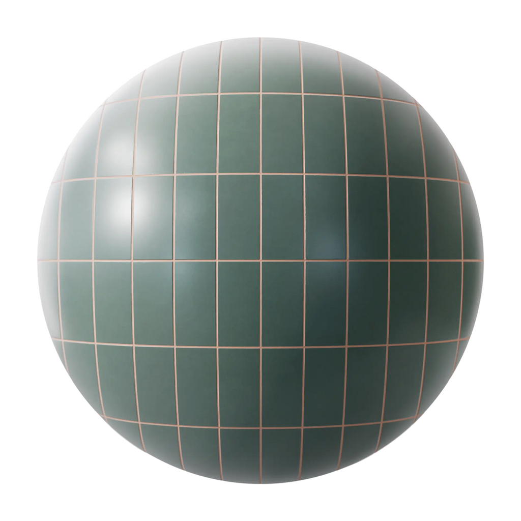 Contemporary Evergreen Tile Coordinated Grout PBR Texture - Sphere Swatch Preview | Superellipse
