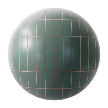 Contemporary Evergreen Tile Coordinated Grout PBR Texture - Sphere Swatch Preview | Superellipse